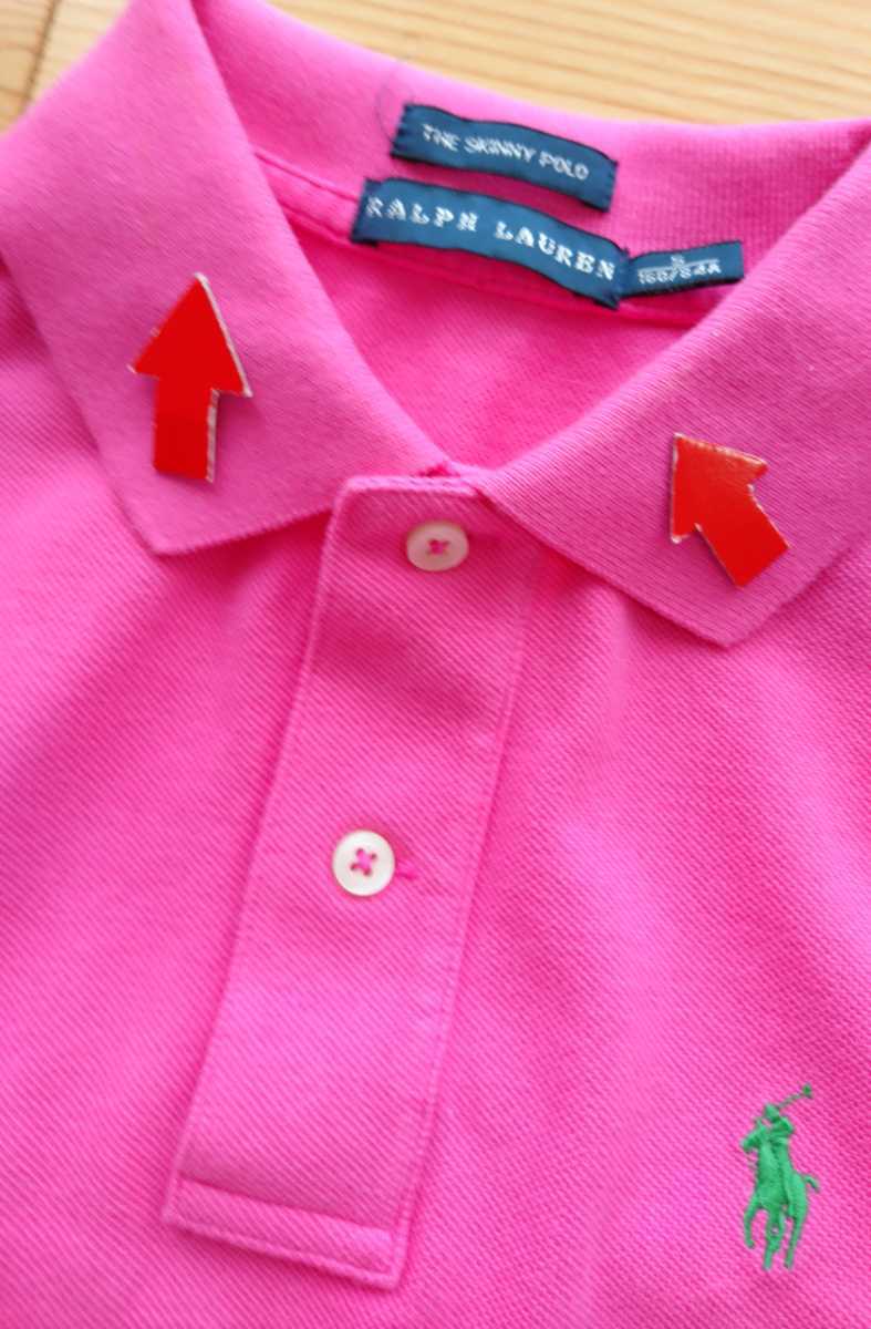  unused beautiful goods defect * Ralph Lauren SKINNY POLO[S/160cm] polo-shirt with short sleeves * pink new goods lady's 