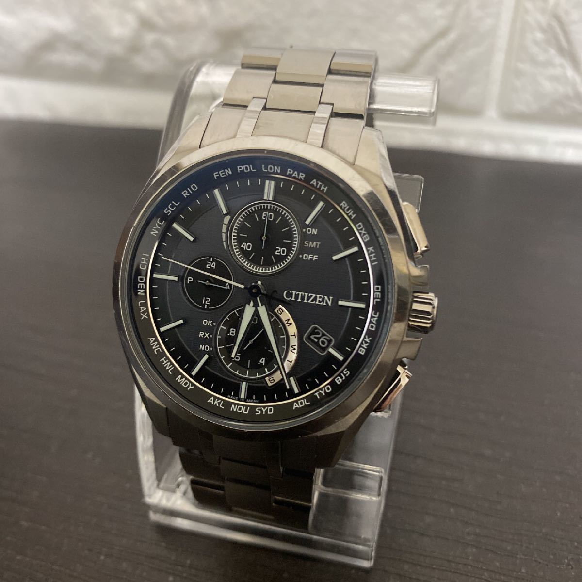 美品】CITIZEN/シチズン アテッサ AT8040 電波ソーラー チタン