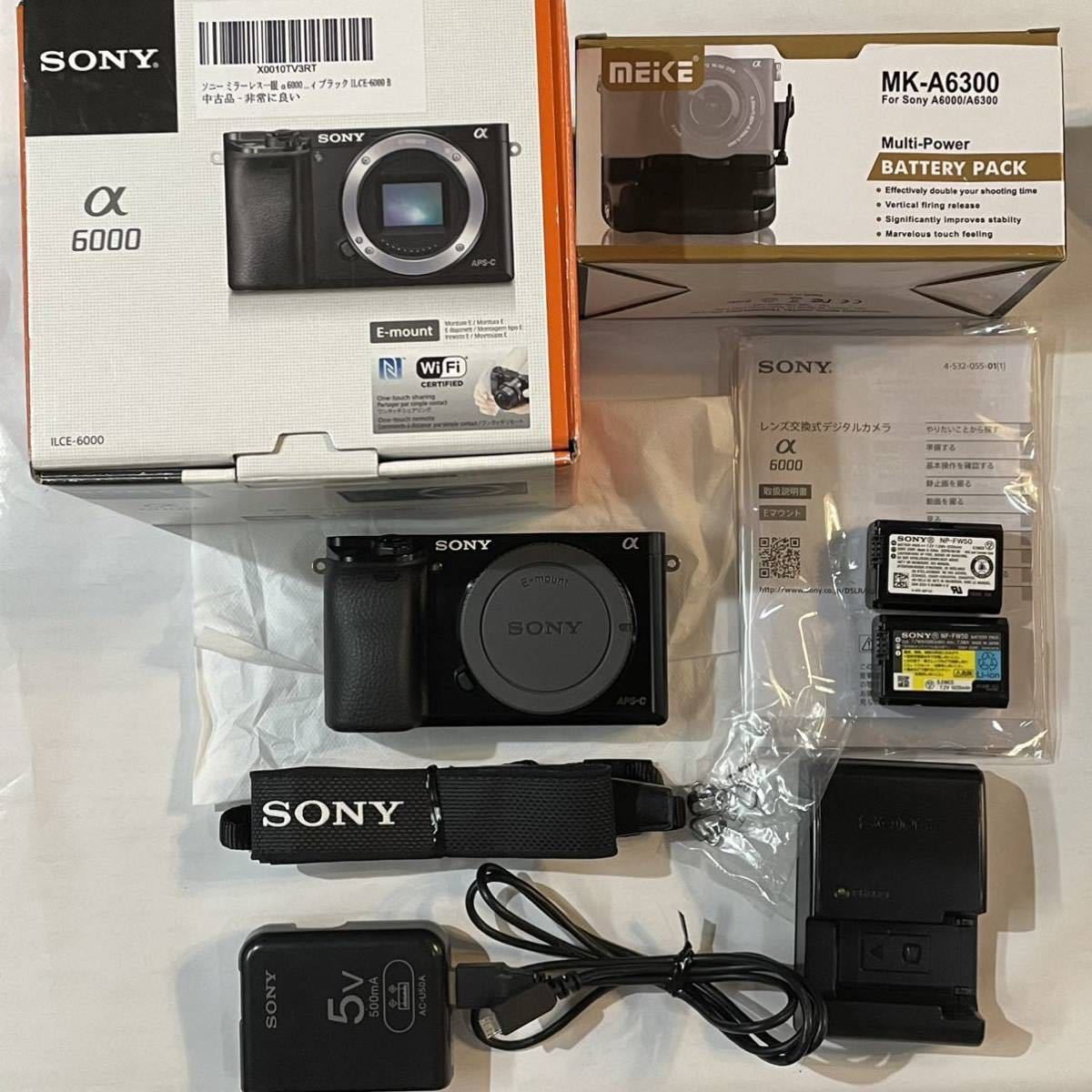撮影枚数273枚SONY α6000ボディ社外バッテリーグリップ、予備