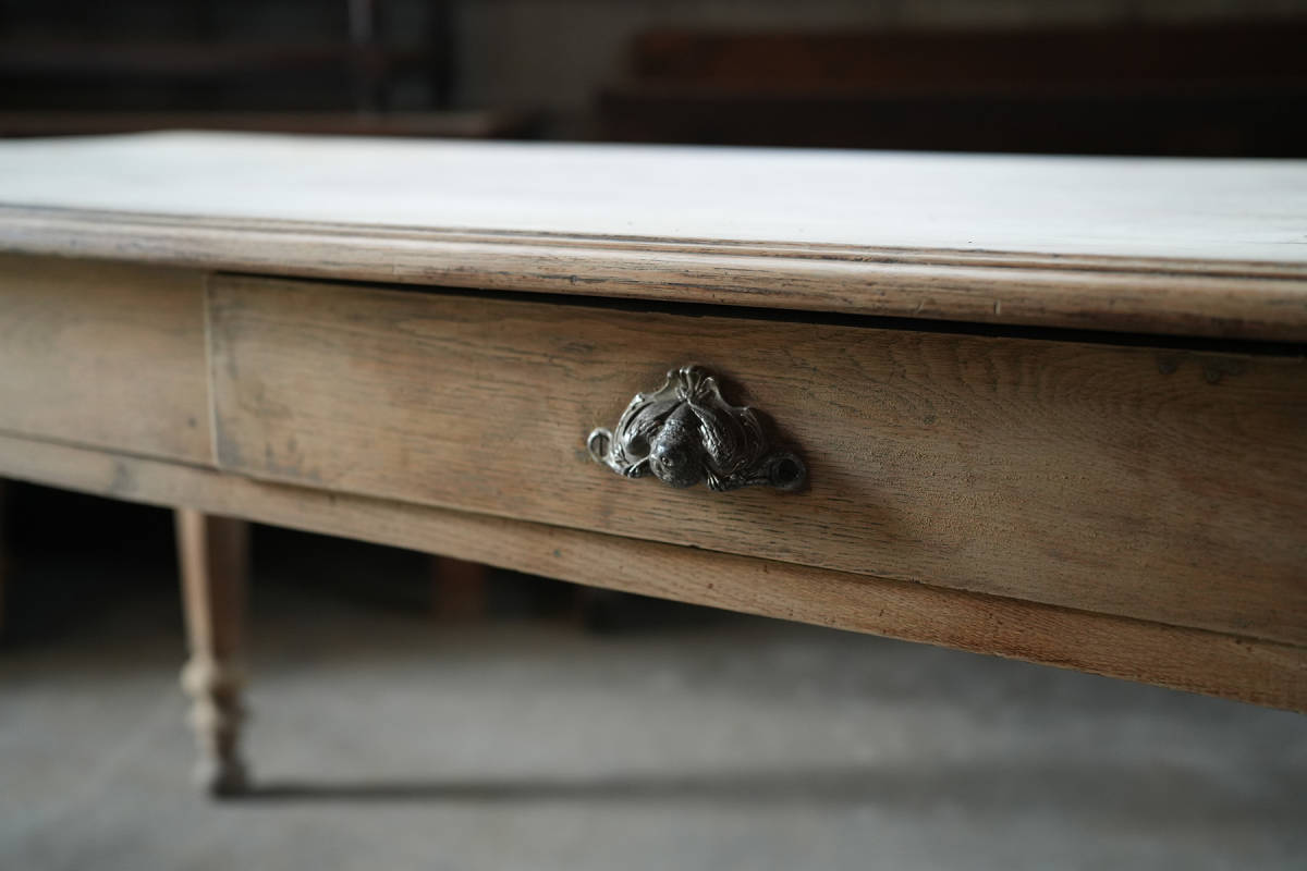 古い無垢材の木製テーブル SNCFのワークデスク / 20世紀・フランス / 古家具 古道具 古物 家具 机_画像8