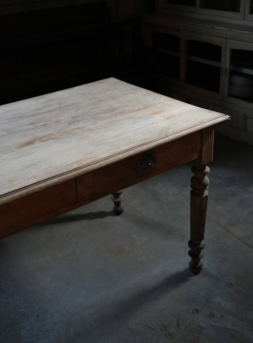 古い無垢材の木製テーブル SNCFのワークデスク / 20世紀・フランス / 古家具 古道具 古物 家具 机_画像5
