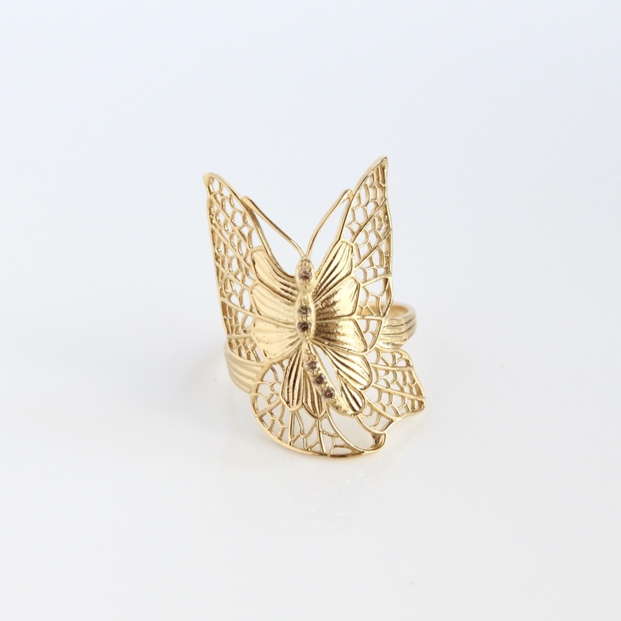 あなたにおすすめの商品 蝶モチーフリング K18YG 指輪 diamond ring