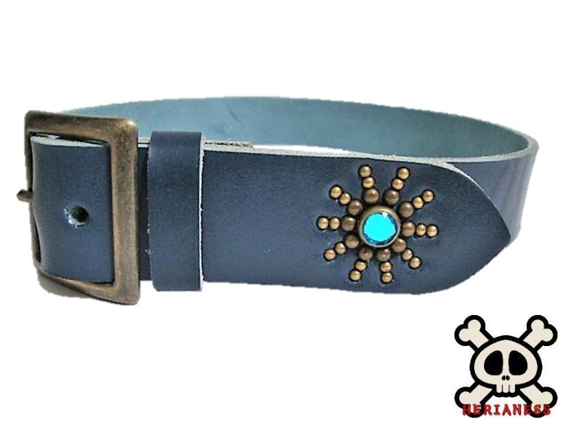  Tochigi leather end on Lee studs belt navy aqua blue spo tsu Vintage type made in Japan 