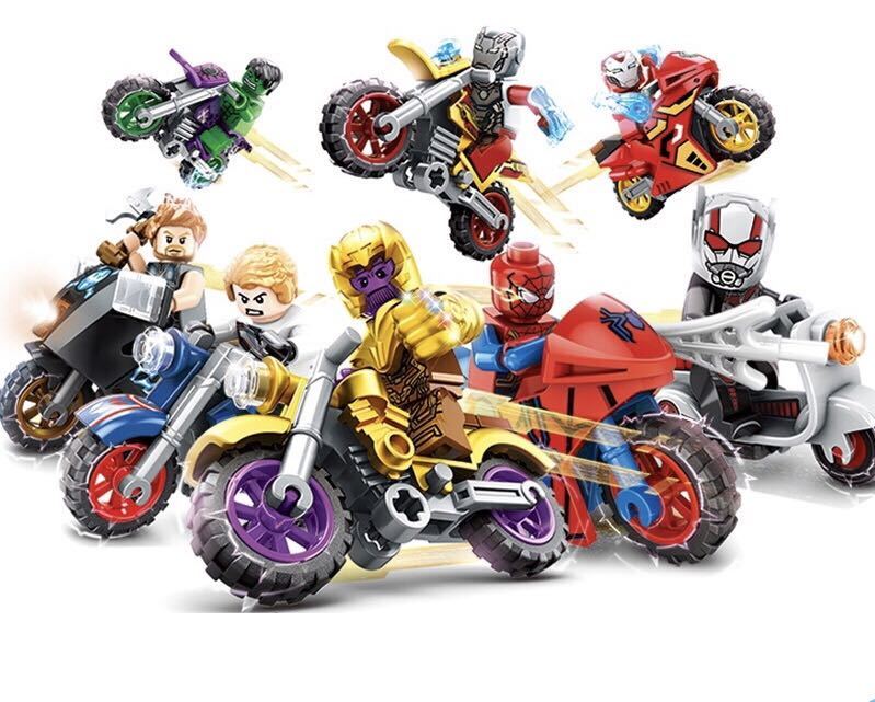 翌日発送 8体セット アイアンマン バイク付き マーベル アベンジャーズ