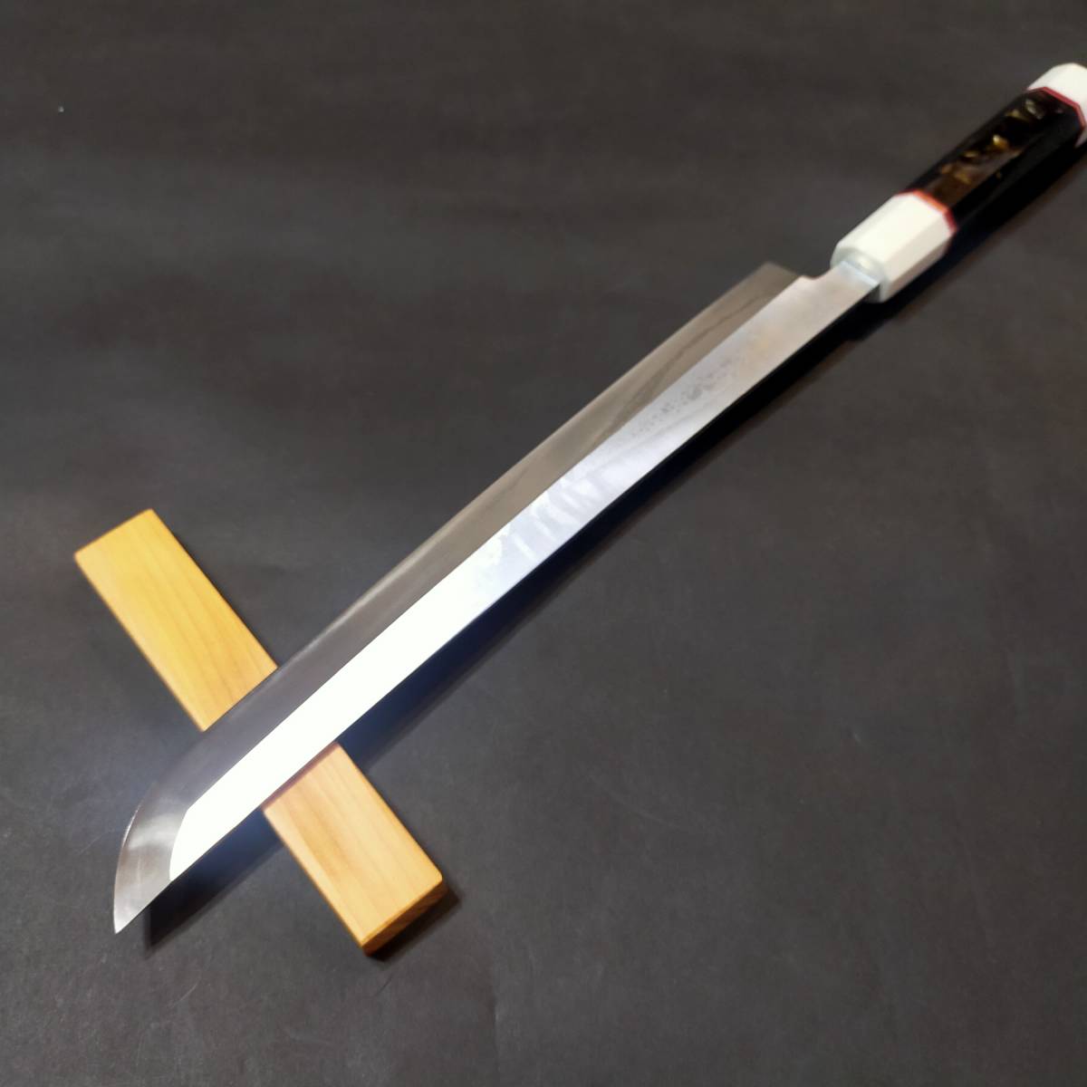 ステン本焼V金10号先丸柳刃包丁270mm デュポン+モダン和染ブラック