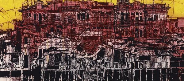 ヤフオク 真作 Wish 鳥羽美花 遠雷 染色画 約60号 ヤフオク 真作 Wish 鳥羽美花 遠雷 染色画 約60号