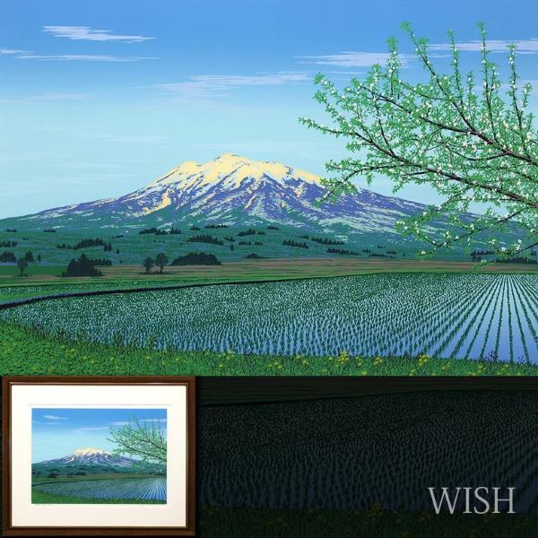 真作】【WISH】小暮真望「林檎花咲く岩木山」シルクスクリーン 真作】【WISH】小暮真望「林檎花咲く岩木山」シルクスクリーン