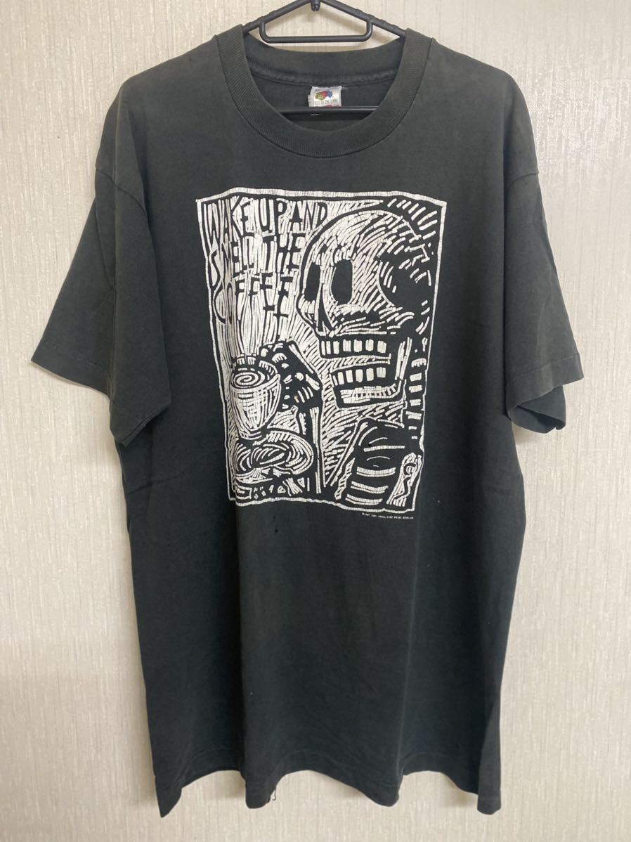 希少　80'S 当時物　スカルTシャツ　ヴィンテージ　サイズXL USA製　オールドスケート　コピーライト　シングルステッチ　ブラック