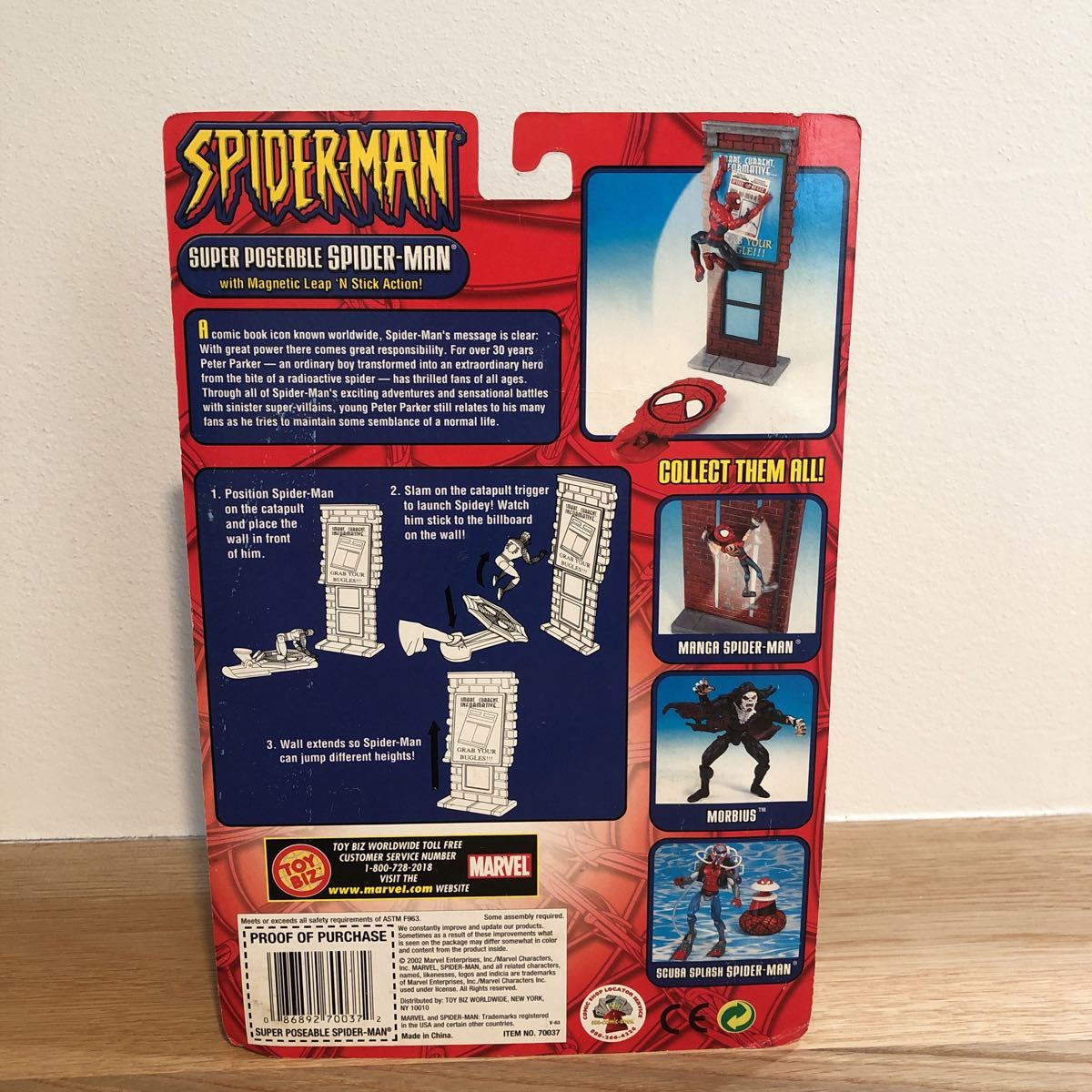 スパイダーマン/ SPIDER-MAN 【SUPER POSEABLE SPIDER-MAN】アクションフィギュア　フィギュア　マーベル　トイビズ TOYBIZ 2002年_画像3