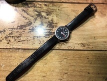 BK015 良品 MONDAINE モンディーン SWISS MADE ECO QUARTZ RAILWAY WATCH ブラック文字盤 純正革ベルト クオーツ レディース 腕時計_画像1