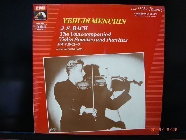 最初の  英EMI盤 2枚組 K・ハードウィック★ ★SP→LP 1929年～36年録音 無伴奏ヴァイオリンのためのソナタとパルティータ バッハ メニューイン 器楽