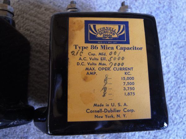 ★元箱入★米コーネルダブラー 超大型 マイカコンデンサ 0.001uF TYPE 86 AC5000V DC7000V cornell dubilier mica capacitor 2個_画像4
