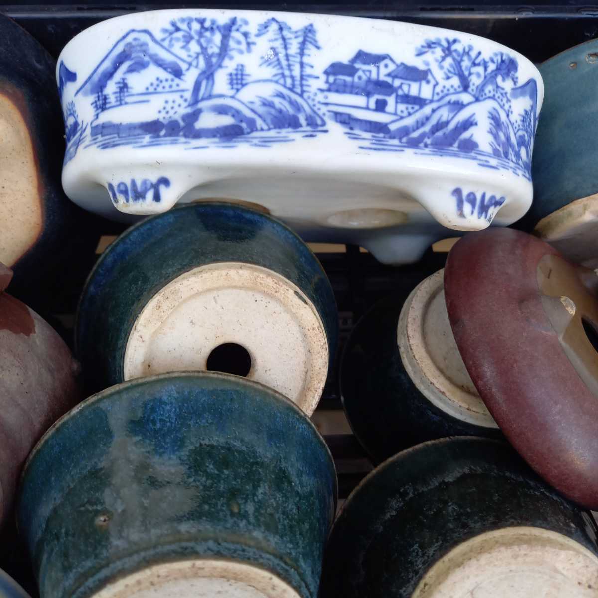 盆栽鉢 山野草鉢 豊千、広東、石峰、竹鳳、燿山、陶艶、絵付けほか24鉢