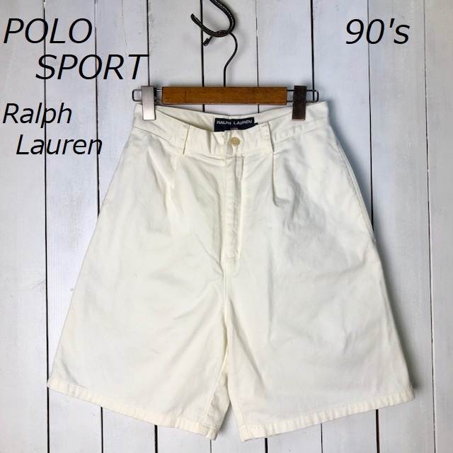 90s POLO SPORT ポロスポーツ タックチノハーフパンツ 7 白 ラルフローレン オールド ヴィンテージ 春夏 ショートパンツ ショーツ  ●102