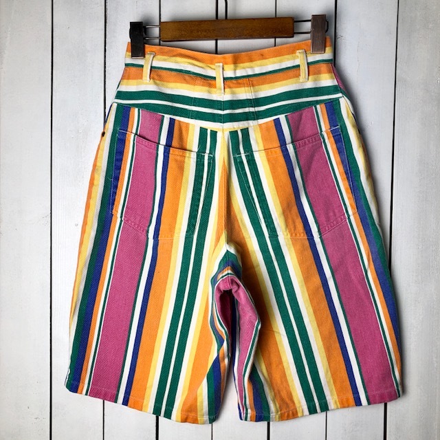 USA古着 80s マルチストライプ カラフルデニムハーフパンツ 5 USA古着 80s マルチストライプ カラフルデニムハーフパンツ 5