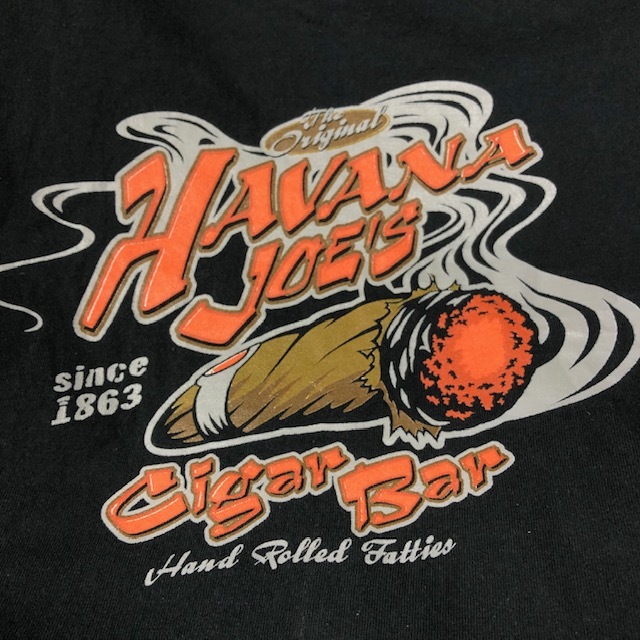 T●276 USA古着 90s～ HAVANA JOE'S cigar barTシャツ M 黒 オールド ヴィンテージ アメリカ古着 タバコ シガーバー