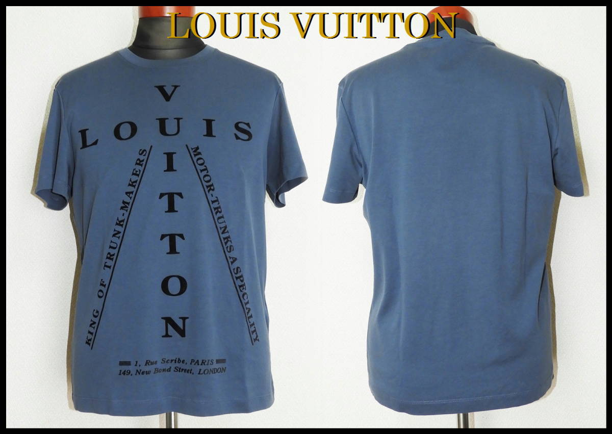 LOUIS VUITTON クロスロゴ Ｔシャツ LV ルイヴィトン ネイビーブルー ブラック フロッキープリント S メンズ 半袖 レア  ヒカル着用モデル