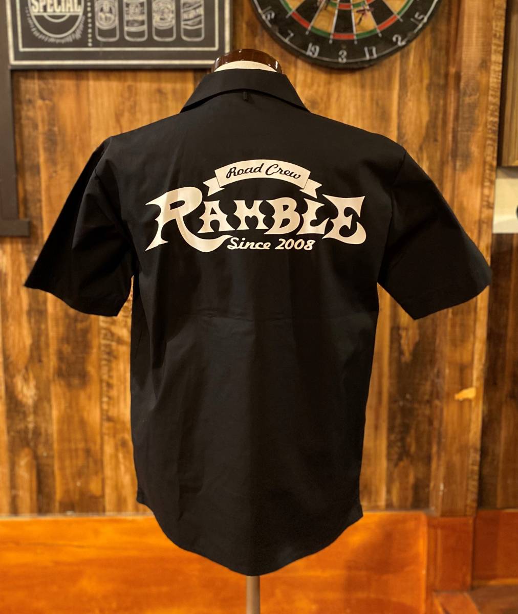 【RAMBLE】Sサイズ　オープンカラーシャツ　ワークシャツ　刺繍ロゴ　ランブル_画像5