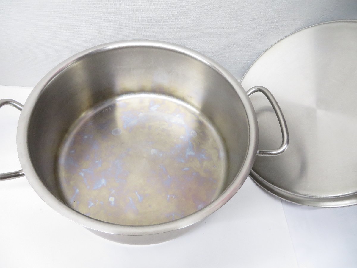 A1045★Fissler フィスラー ステンレス 18-10 両手鍋 24cm 蓋付 ドイツ製_画像2