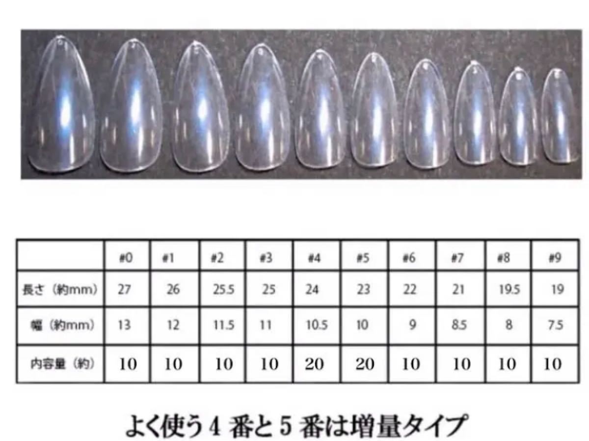 ネイルチップ透明クリア　アーモンドオーバル