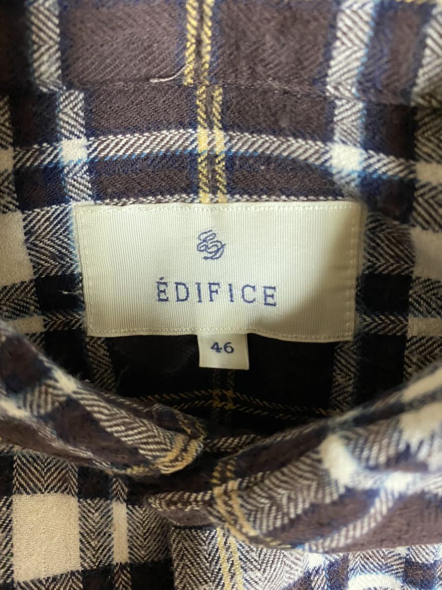 EDIFICE / エディフィス ワイドカラー　ネルシャツ　チェック　サイズ46_画像4