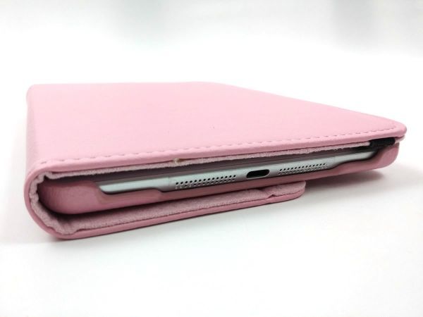 iPad mini 1/2/3用 カバー PUレザー+ハードケース ゴム 回転タイプ パステルピンク_画像7