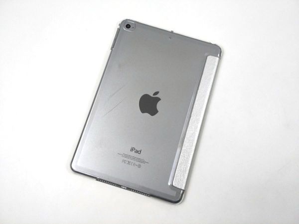 iPad mini4用 カバー PUレザー+ハードケース 三折 薄型 シルバー_画像2