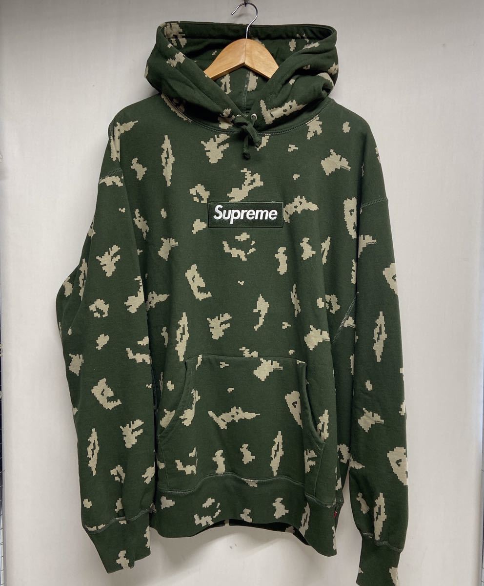 【supreme シュプリーム】21AW Box Logo Hooded Sweatshirt Olive Russian Camoスウェットパーカー ボックスロゴ XL グリーン 2206oki_画像1