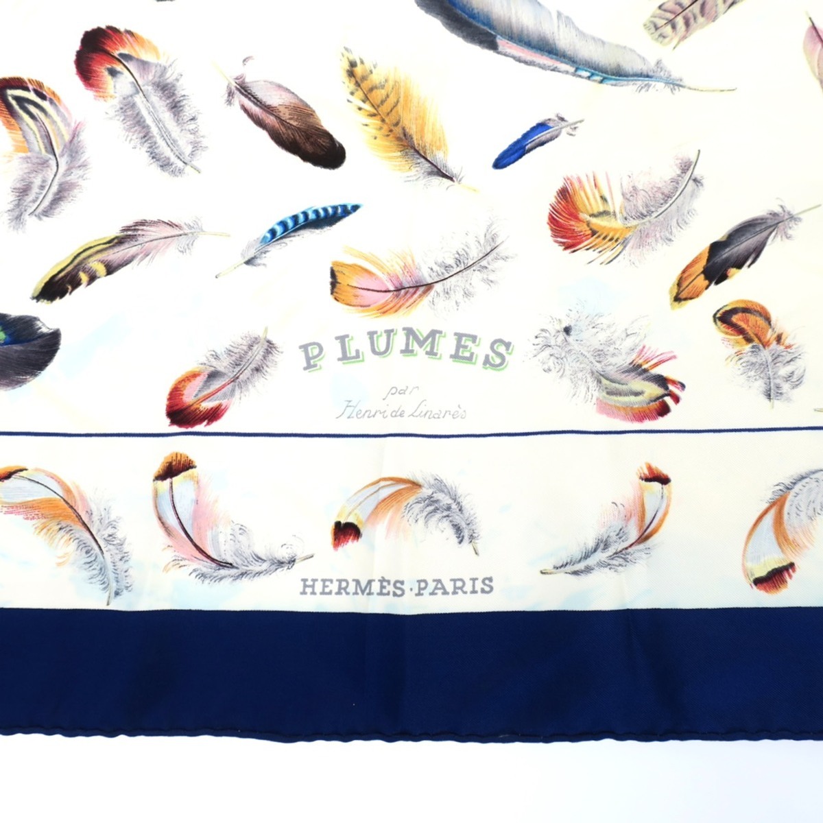 1円スタート HERMES エルメス カレ90 スカーフ PLUMES par Henride