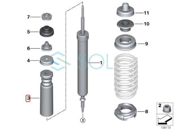 BMW E90 E91 E92 E93 リア ショック 補助ダンパー バンプストップラバー 左右セット 320i 323i 325i 335i 33536767335 出荷締切18時_画像3