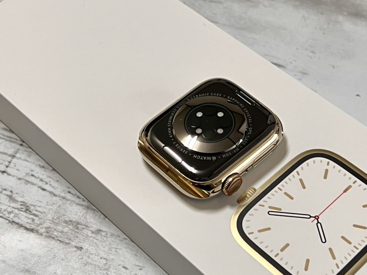 ★美品 バッテリー100%★ アップルウォッチ Apple Watch Series 7 41mm ゴールド ステンレス GPS Cellular  製品保証23年5月 モダンバックル