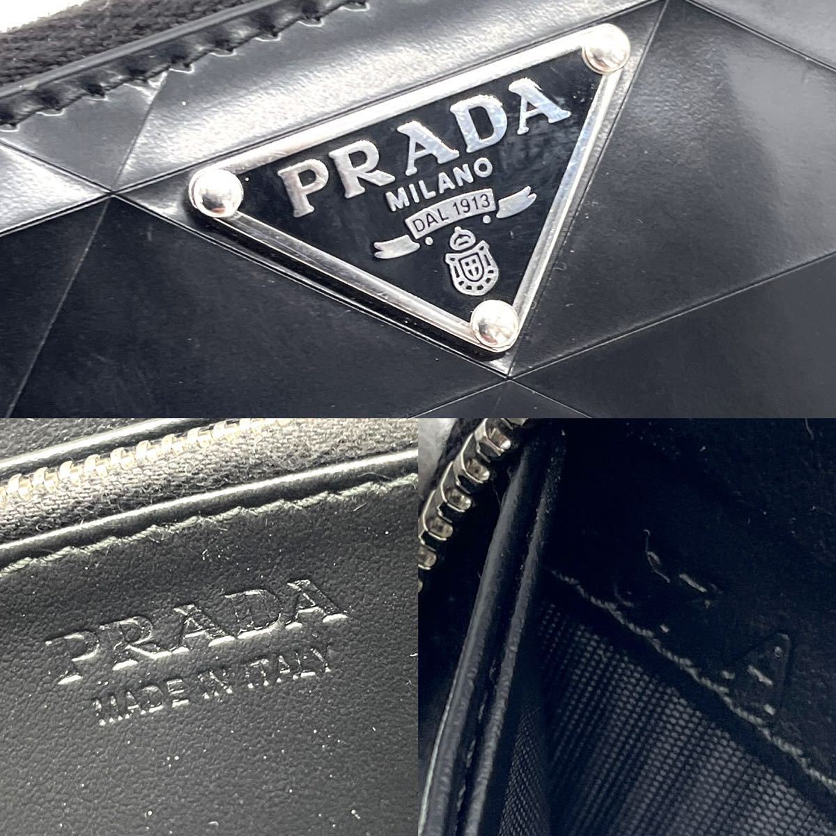1円 【現行完売品】 PRADA プラダ ブラッシュドレザー ジップ