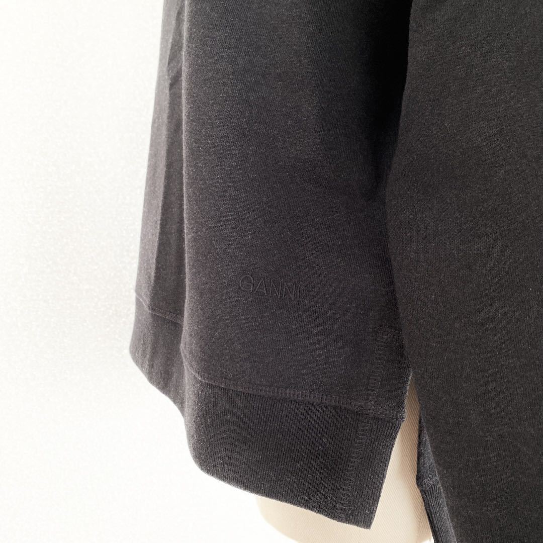 GANNI ガニー エルボーパッチ ロゴ入りスウェット トレーナー XS 黒
