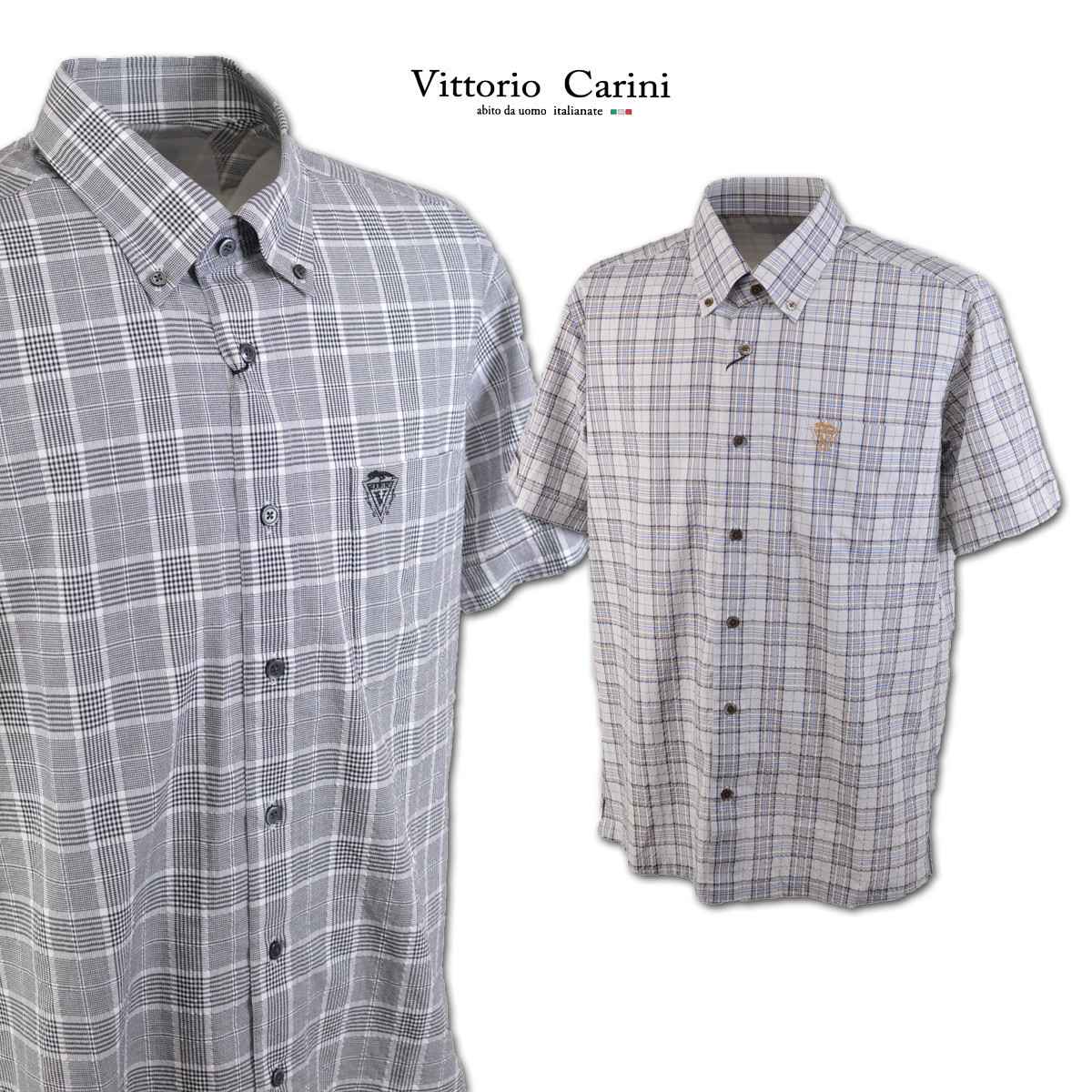 30%OFF【カリーニ】メンズ 半袖シャツ（46）M 黒チェック 3230-1507-21 Carini 春夏 セール カジュアル 日本製 おしゃれ ボタンダウン @_画像1