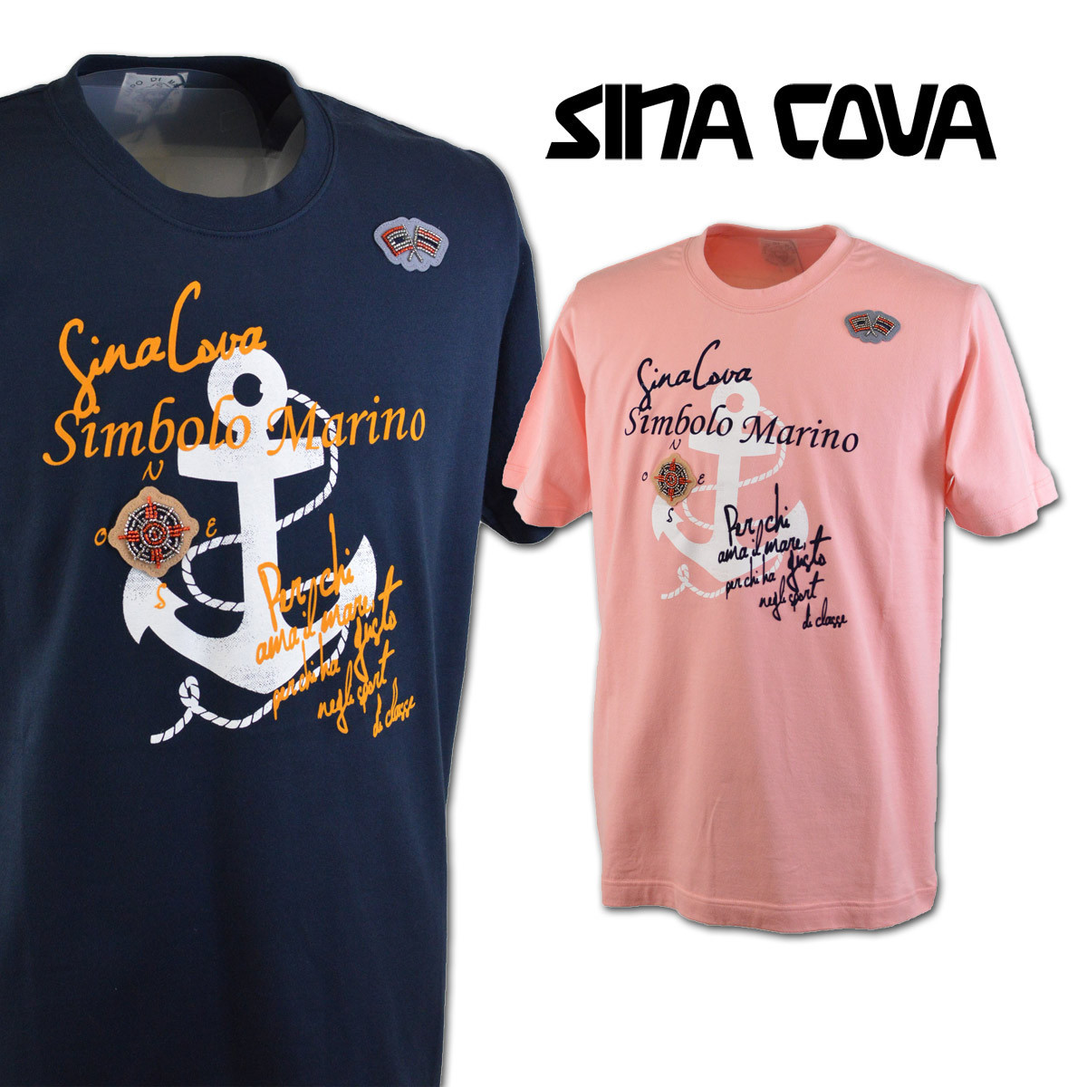 30%OFF【シナコバ】メンズ 半袖Tシャツ ピンク M 20110540-640 SINACOVA カジュアル リゾート 上質素材 おしゃれ かっこいい ＠_画像1