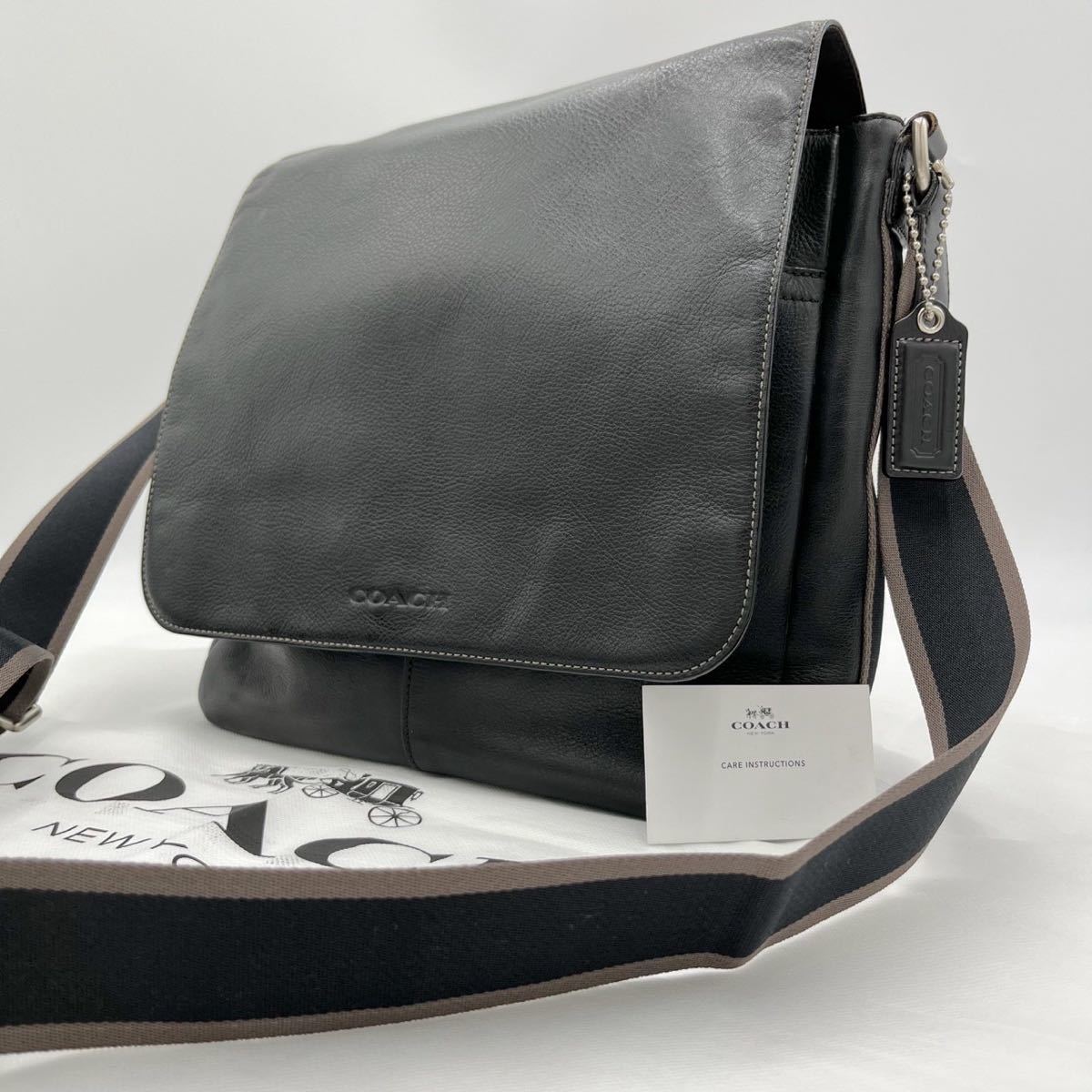 美品】【通勤通学】Coach ショルダーバッグ ビジネス レザー ブラック