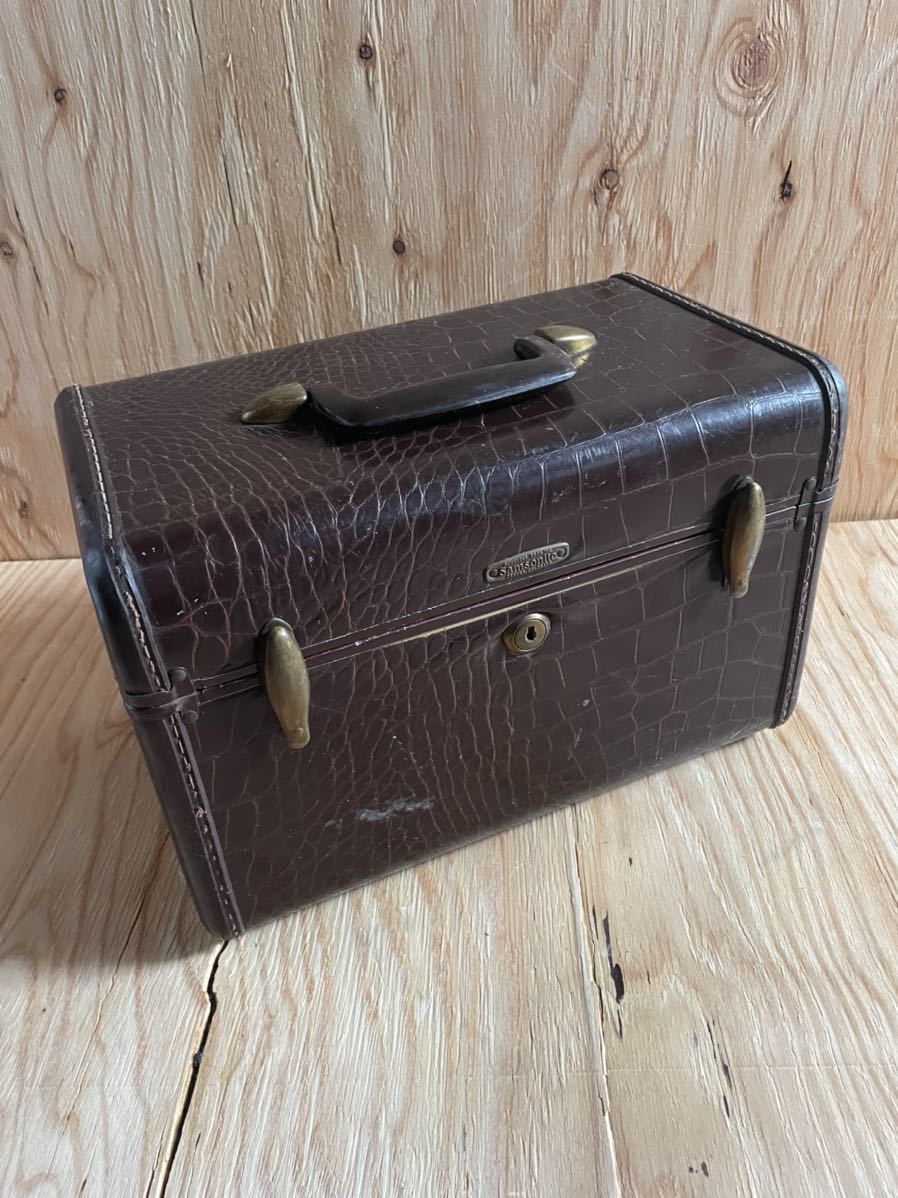  редкость *Samsonite Samsonite * cosme box крокодил type вдавлено косметика коробка american Vintage античный 