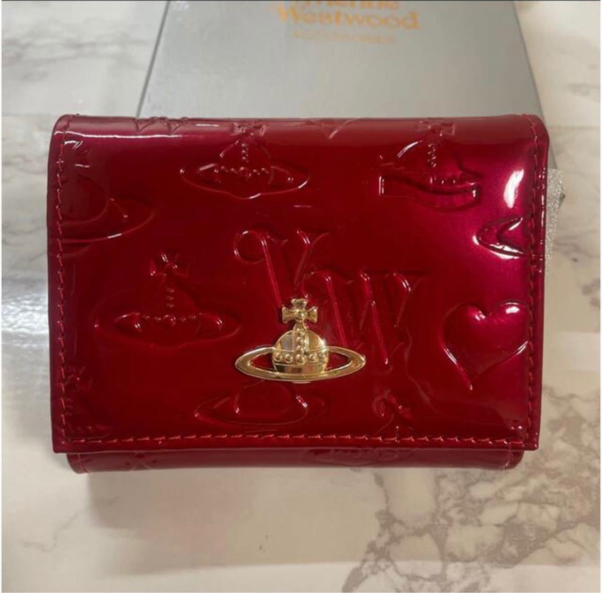 Vivienne Westwood ヴィヴィアンウエストウッド 三つ折り財布 赤 ヴィヴィアンウェストウッド エナメル財布 レッド