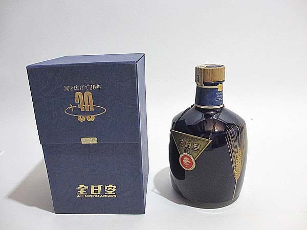 a)SUNTORY / サントリー ウイスキー 全日空30周年記念陶器ボトル 現状