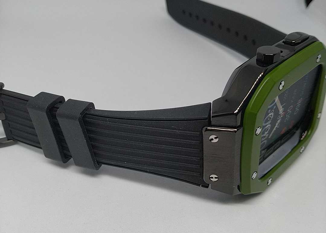  снижение цены! 45mm соответствует Apple Watch для Apple часы custom комплект зеленый кейс Black Raver ремень новый товар не использовался Apple watch 7