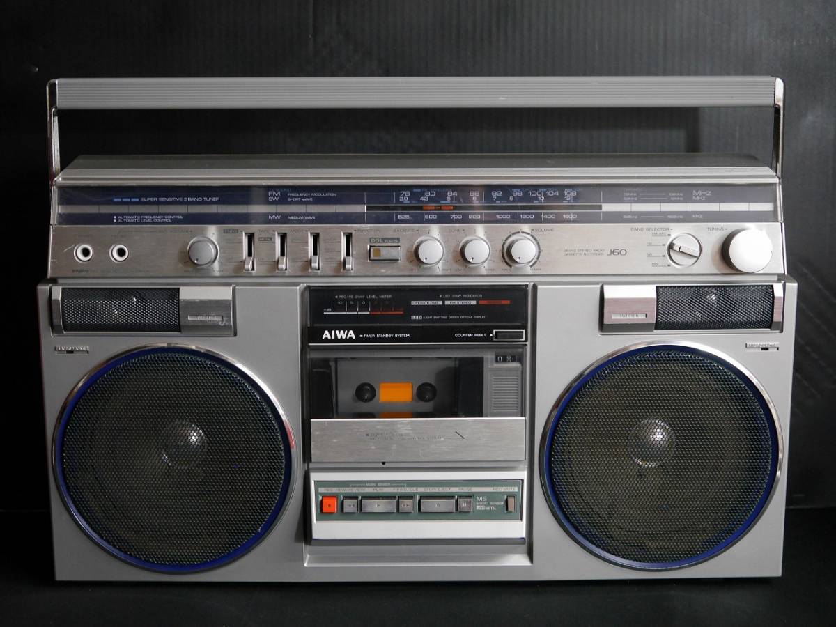 1円スタート☆AIWA CS-J60 FM/SW/MW 3バンド ステレオラジオカセット