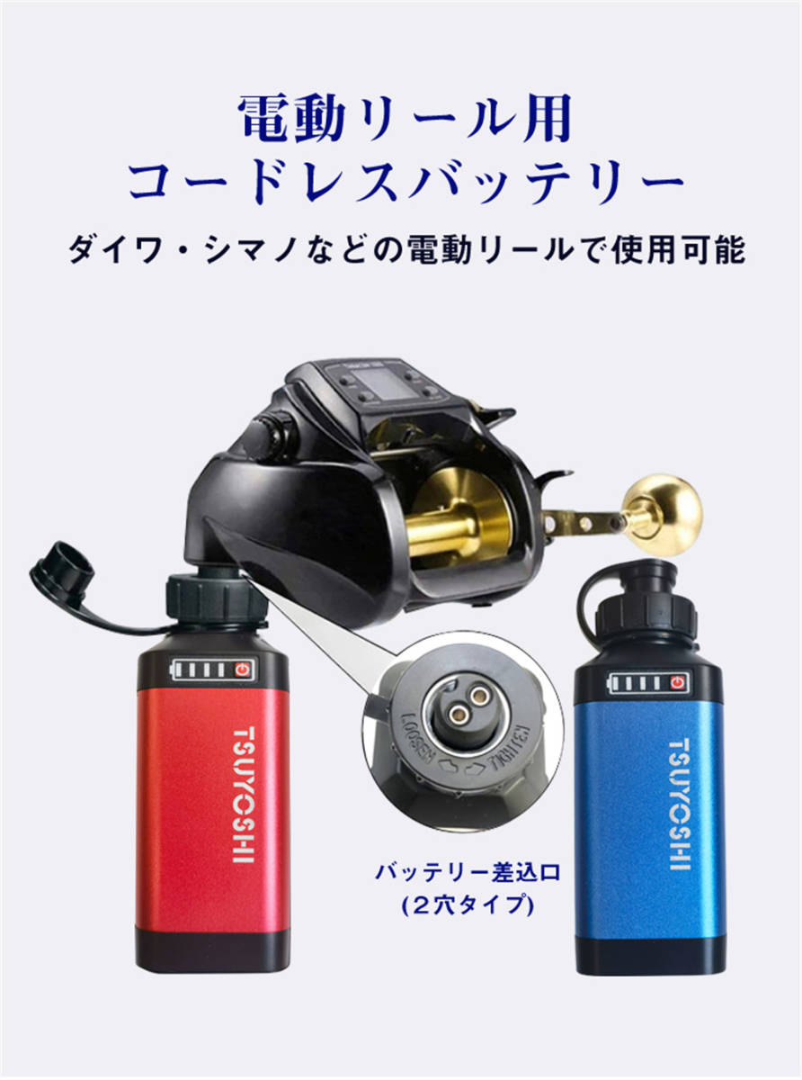 ダイワ＆シマノ用ダブルセット電動リール用スーパーリチウム互換充電器セットXG35青赤 _画像3