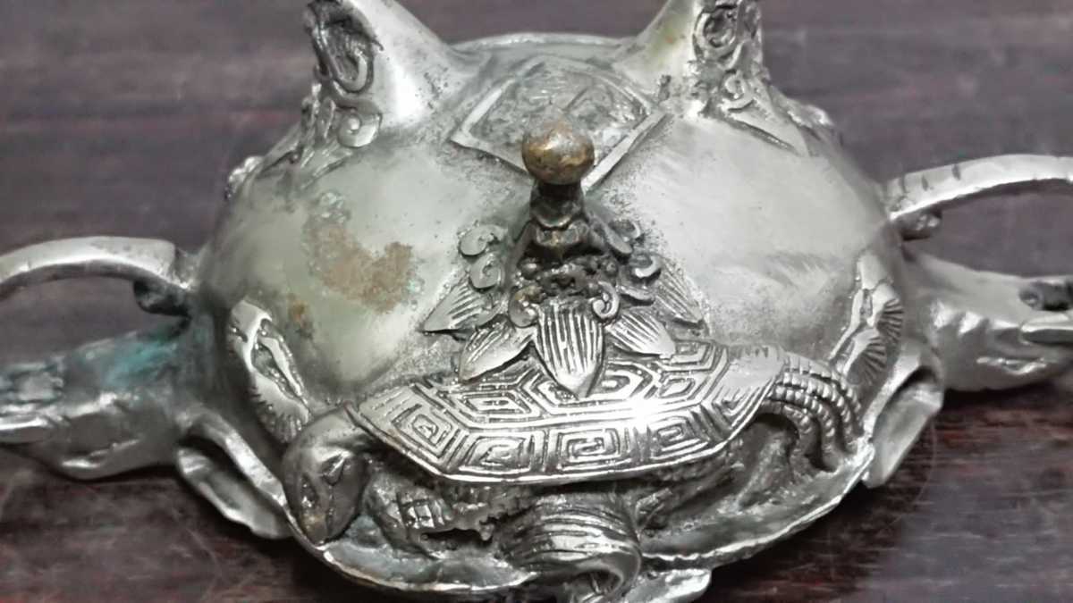  censer . tool . tea utensils crane turtle pine . dragon sculpture three pair antique brass industrial arts 