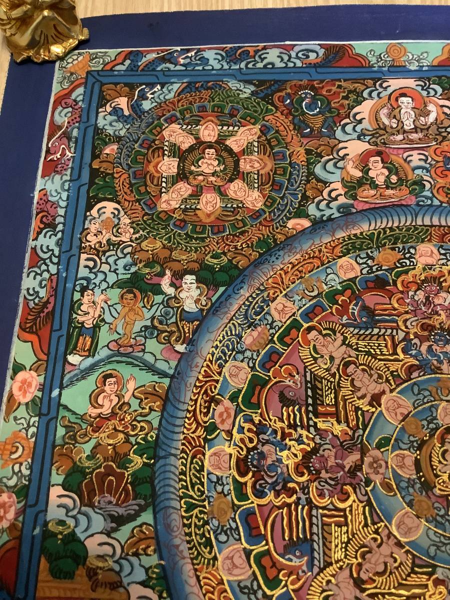 チベット密教 新品 1点物 》 仏陀 曼荼羅 手描き 仏教 密教 31