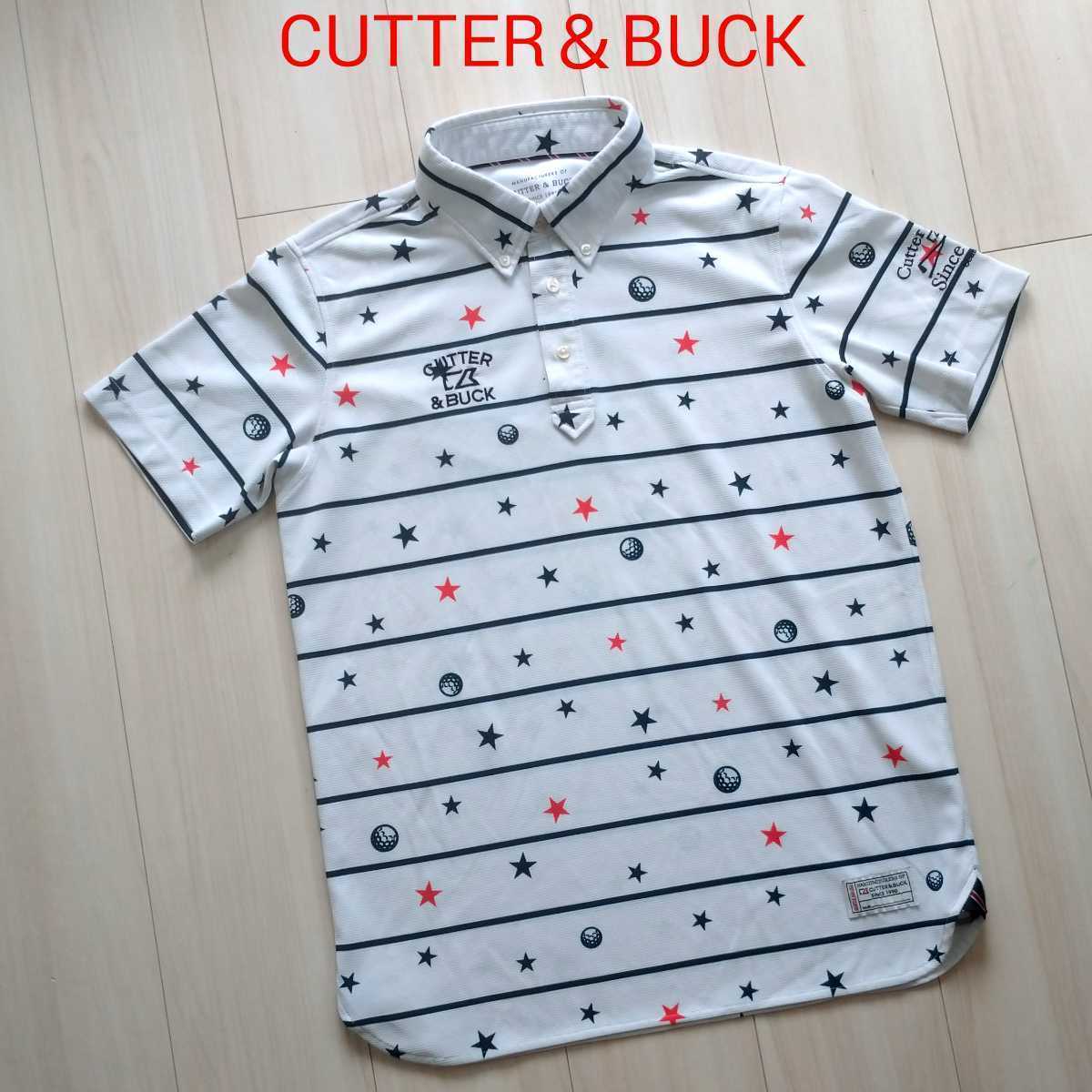 新品 CUTTER＆BUCK ボタンダウン ポロシャツ L メンズ 星柄 半袖シャツ カーターアンドバック ゴルフ デサント_画像1