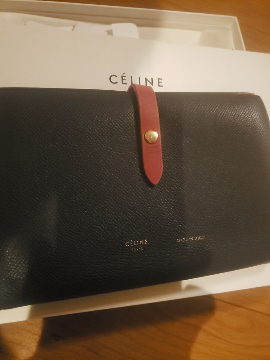 セリーヌ CELINE ラージウォレット 長財布ブラック×レッド  ロングウォレット