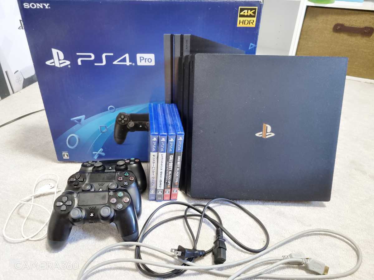 PS4pro 7200B 1TB本体セット:モンハンコントローラー ソフト3本…-