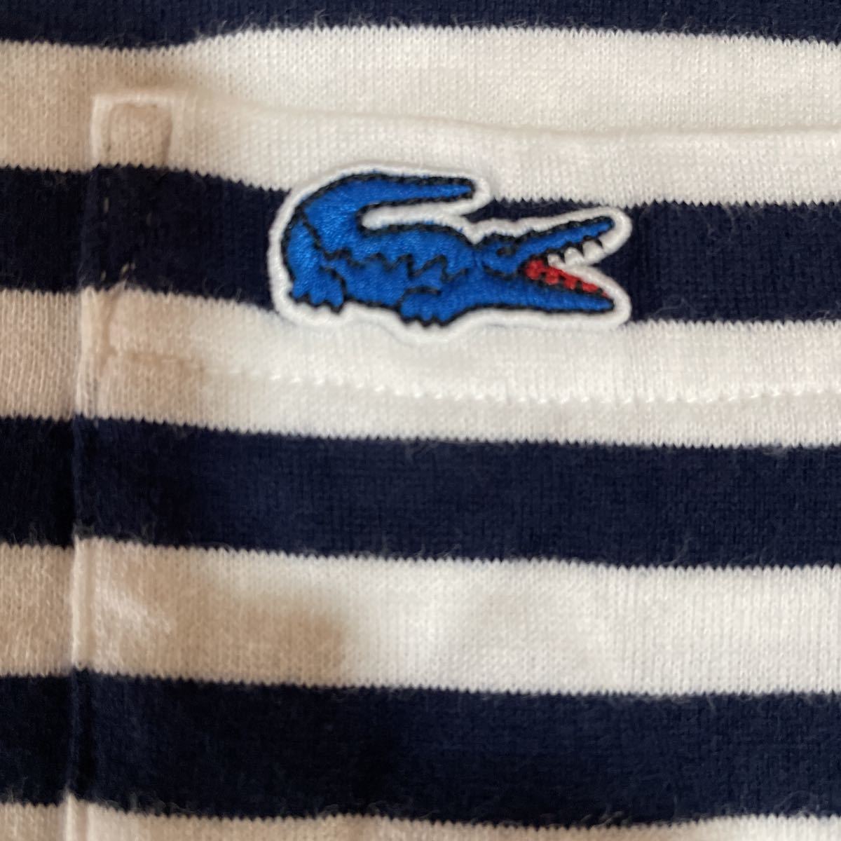 LACOSTE ラコステ ボーダー ポケット Tシャツ 黒x白 レア_画像2