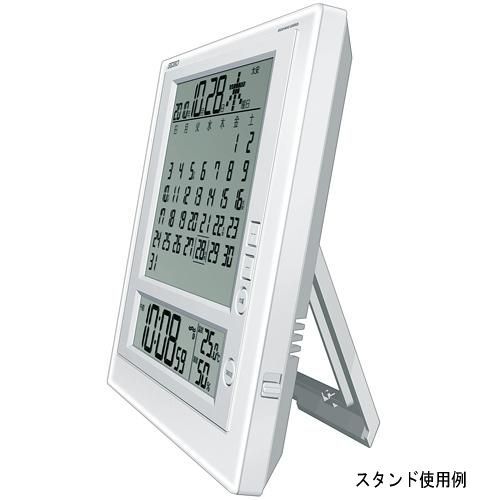 セイコー 目覚し時計 月めくり・六曜表示 温度・湿度・カレンダー 電波時計 壁掛け時計 置き兼用時計 SQ422W デジタル 白_画像2