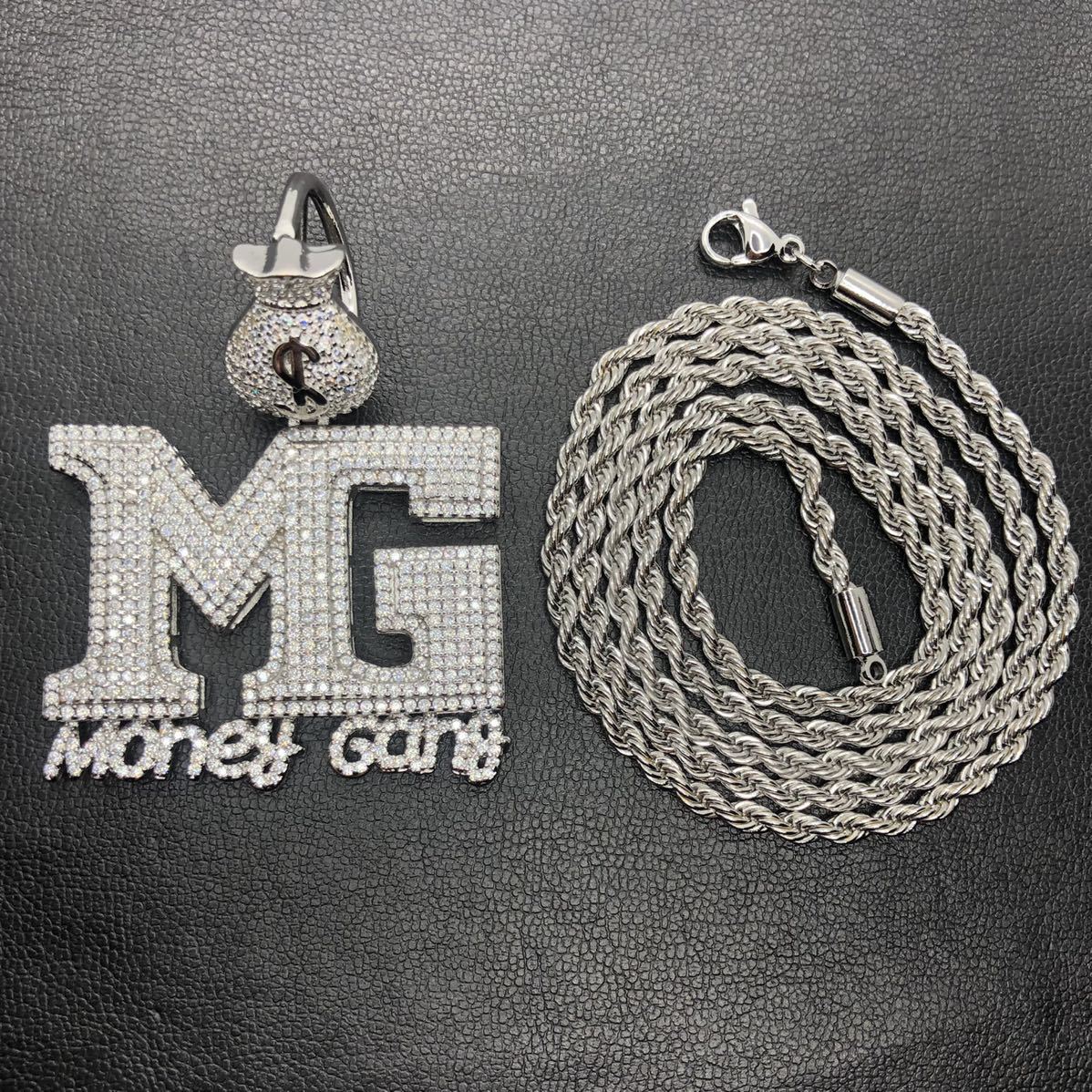 新品】ドル 袋 バック MG money gang ＄シルバー 銀 メッキ ネックレス